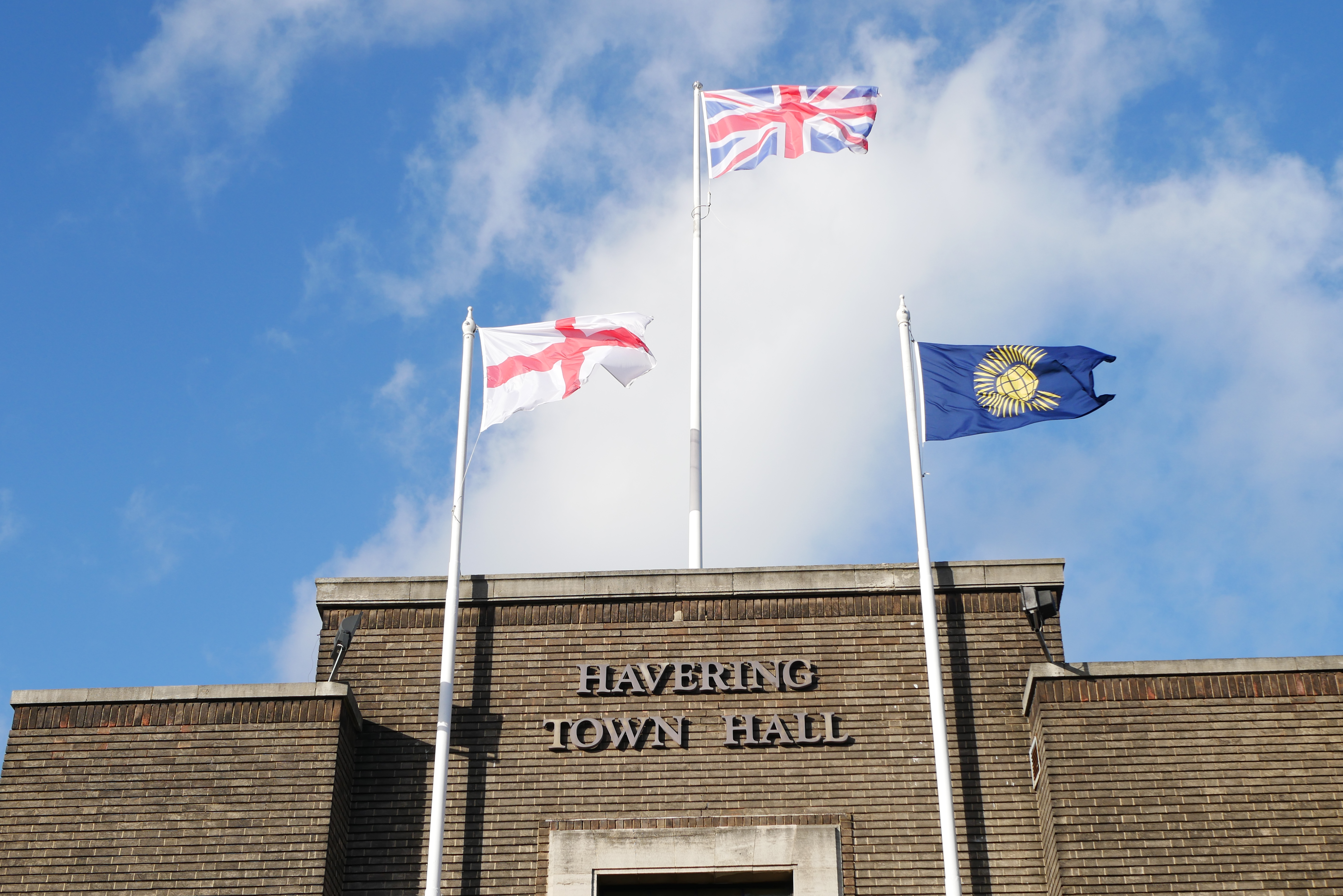 The Commonwealth flag flying above Havering Town Hall to welcome delegates