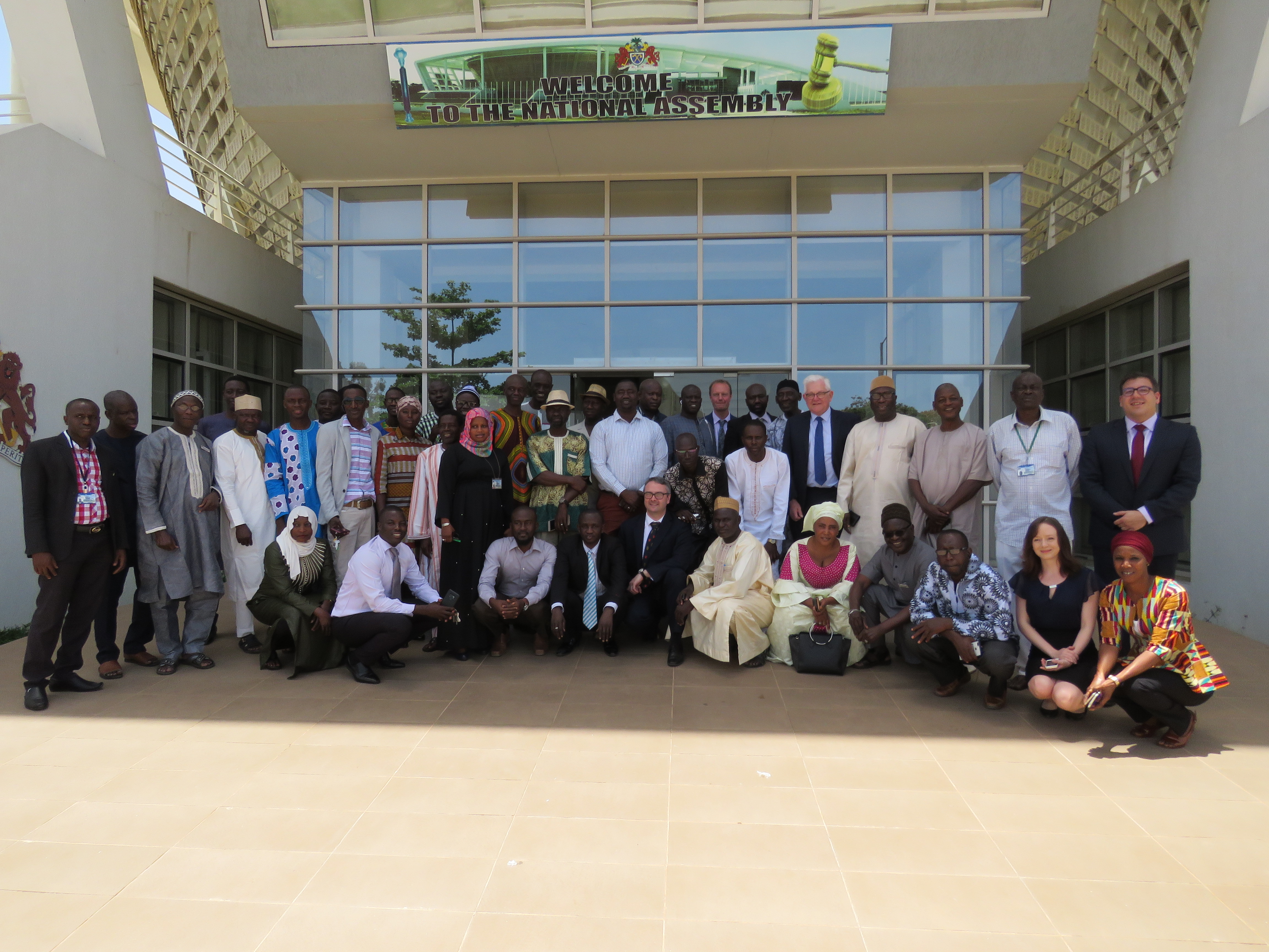 Workshop participants in front of the National Assembly, Banjul