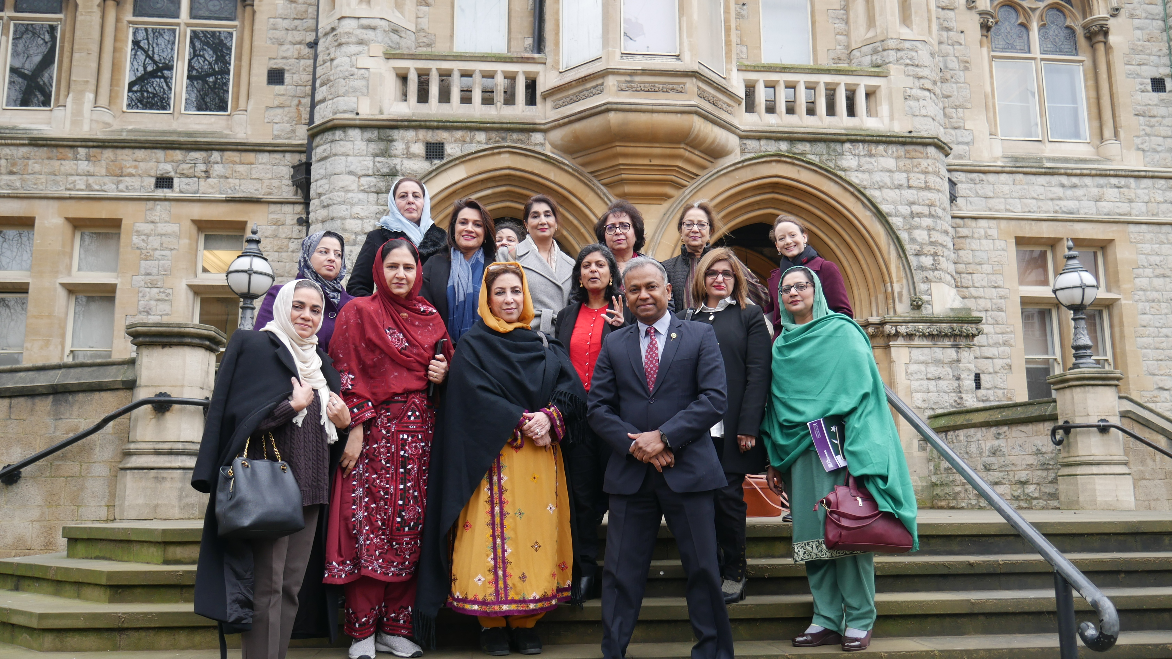 Dr Rupa Huq MP and Councillor Tariq Mahmood joined the delegation outside Ealing's historic Town Hall