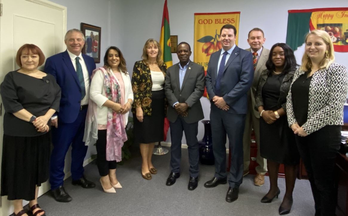 The delegation met with the Prime Minister of Grenada, Dr. the Right Hon. Keith Mitchell, accompanied by the new Resident British Commissioner, Wendy Freeman