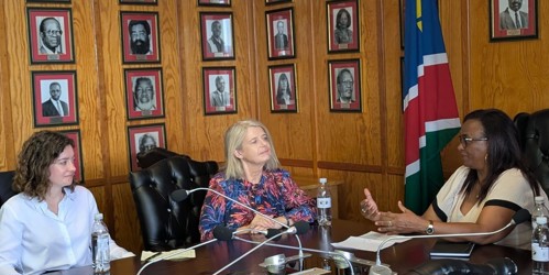 Sarah Coombes MP and Harriet Baldwin MP with a member of the Namibian parliament