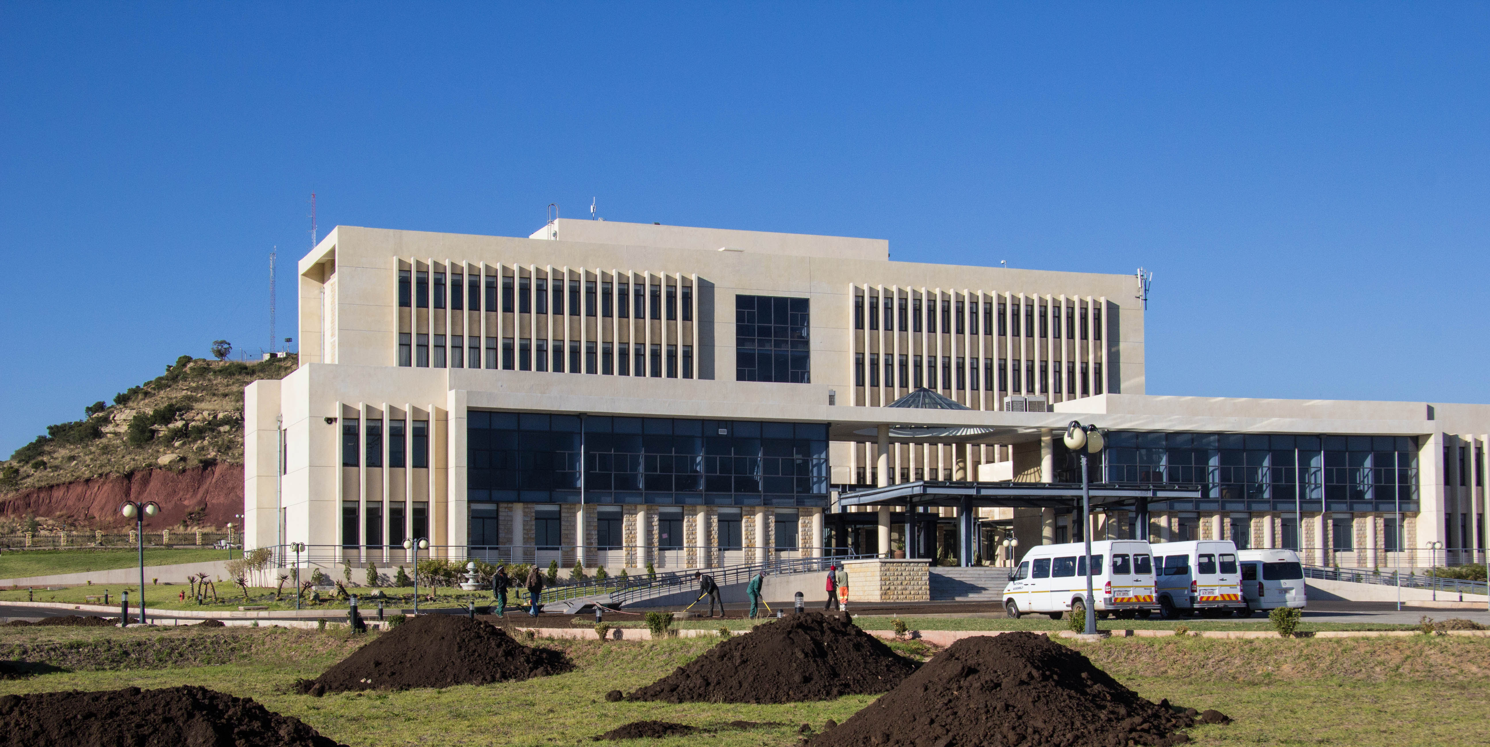 A photo of the parliament building in Maseru, Lesotho