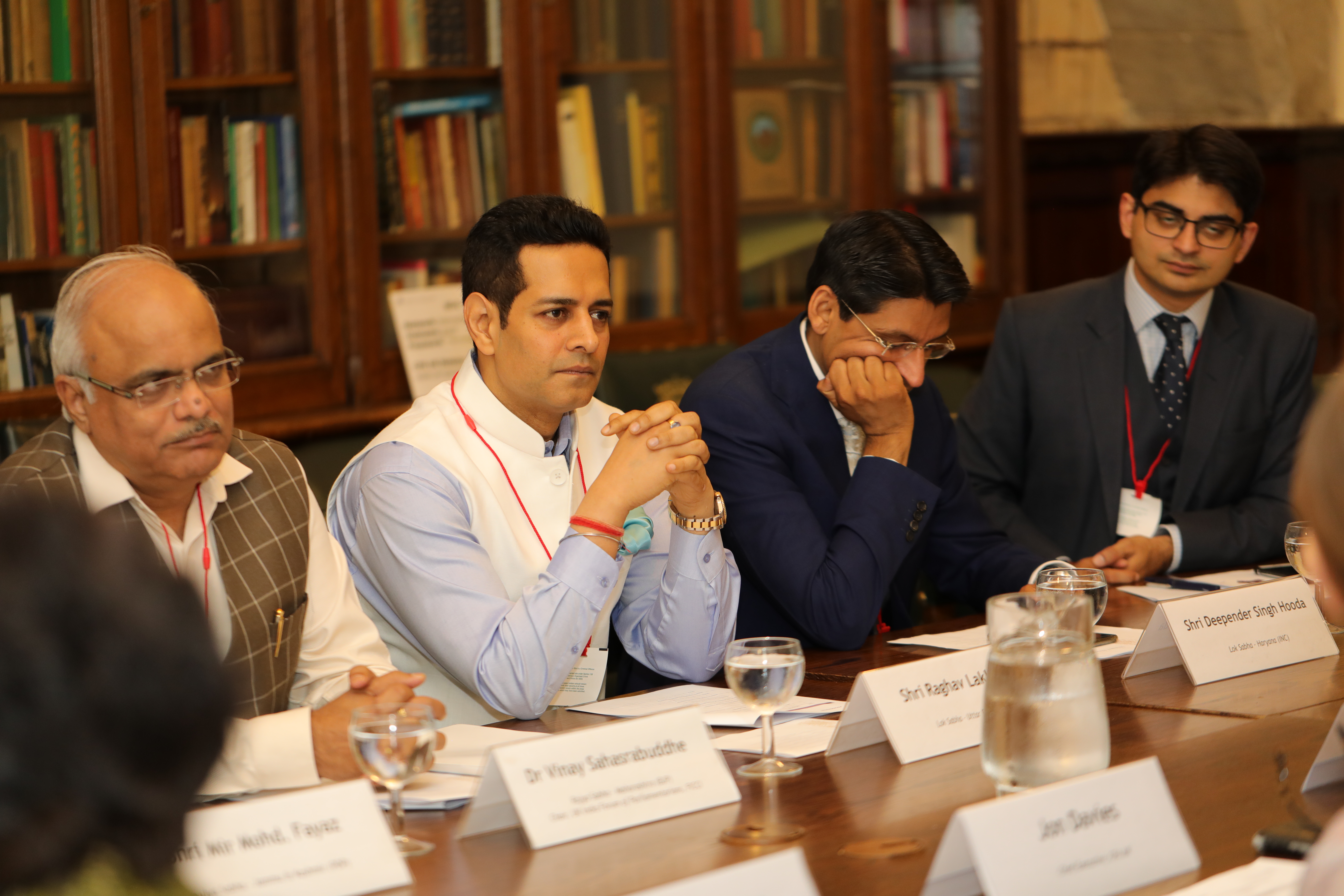 l.t.r.: Dr Vinay Sahasrabuddhe (BJP), Chair, FICCI India UK Forum of Parliamentarians; Shri Raghav Lakhanpal (BJP); Shri Deepender Singh Hooda (INC); Krishnan Ladva, UK Office, FICCI