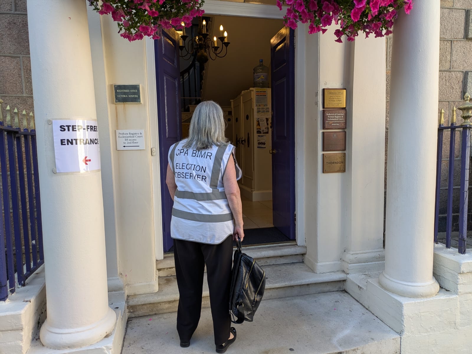 Rhoda Grant MSP, one of CPA BIMR's observers, visits a polling station