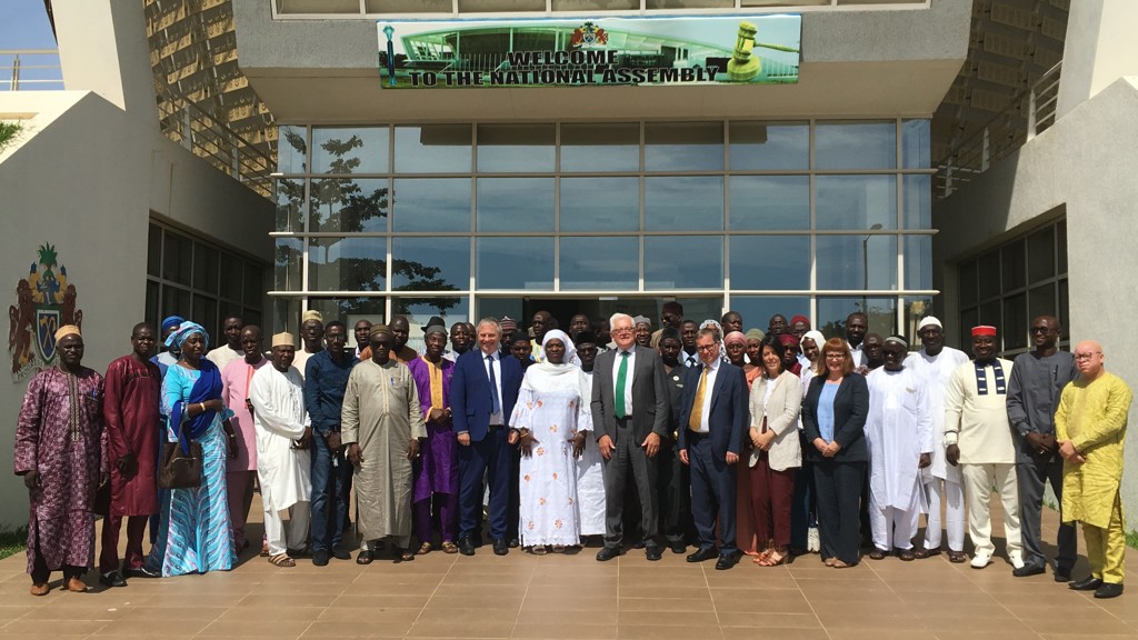 Workshop participants and speakers including Hon. Speaker Mariam Jack-Denton MNA at the National Assembly of the Gambia