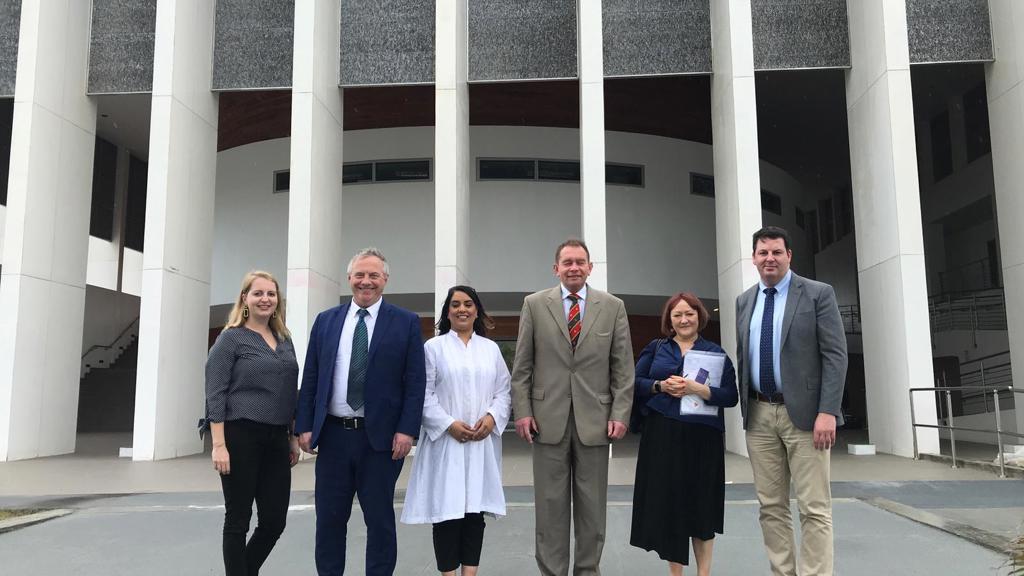 The CPA UK delegation in front of the Parliament of Grenada. The new building was opened in 2018.