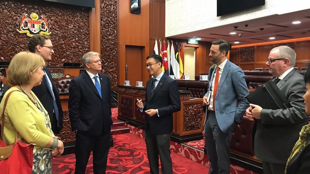 The CPA UK delegation discussing parliamentary reform in the Parliament of Malaysia