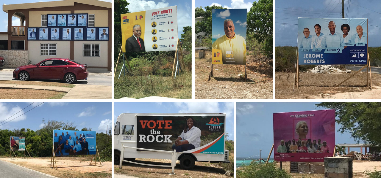 Campaign posters in Anguilla