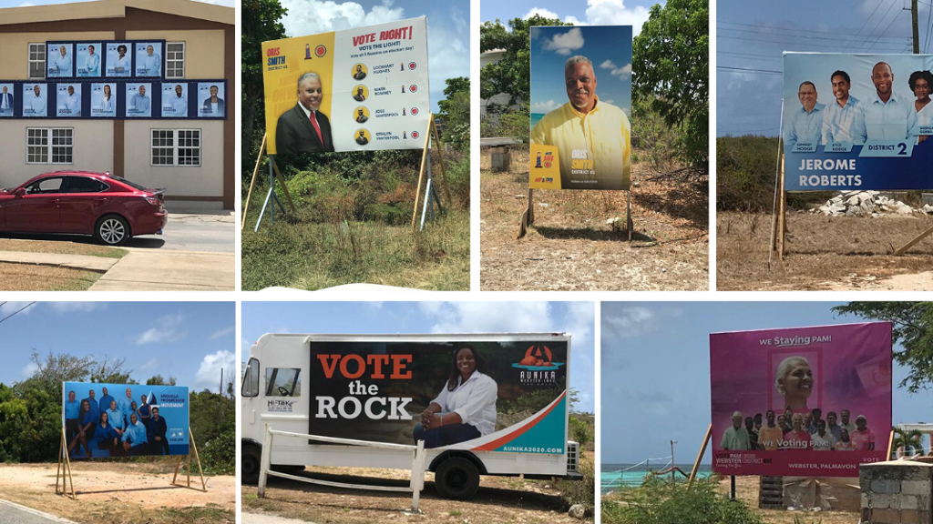 Campaign posters in Anguilla