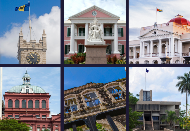 The parliaments of Barbados, Bahamas, Guyana, Trinidad & Tobago, Grenada and Belize.