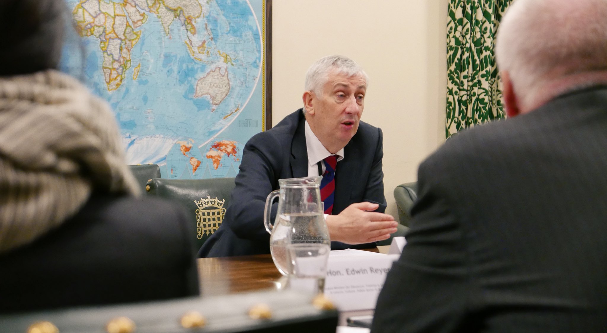 Mr Speaker in conversation with parliamentarians from Gibraltar during a CPA UK programme before Covid
