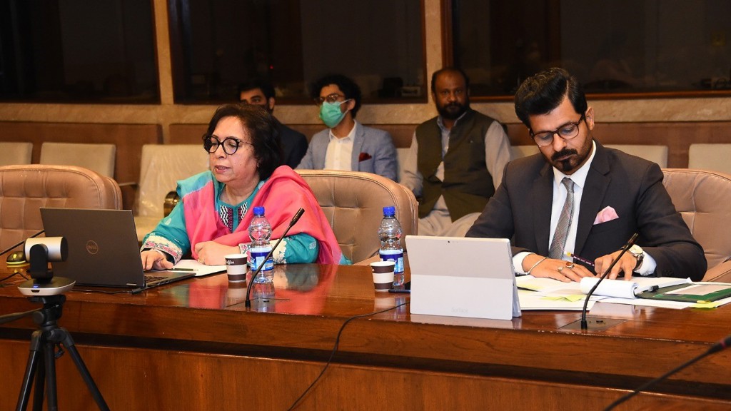 Hon. Munaza Hassan speaking to delegates during the CPA UK & Pakistan WPC Workshop