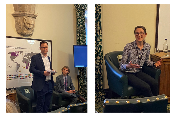 Alex Norris MP and Dr Rose Broad during the launch of the report in Parliament.