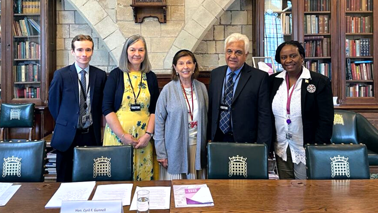 The Speaker of St Helena stands with Baroness D'Souza from the UK House of Lords