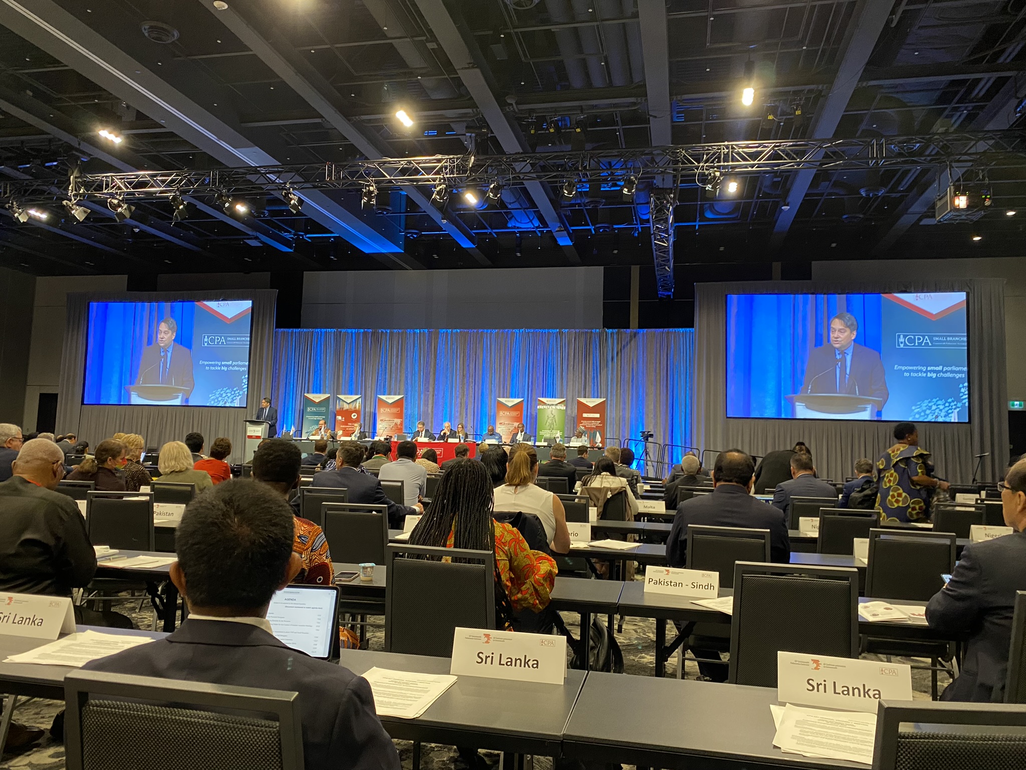 Stephen Twigg, Secretary-General of the CPA, addresses delegates during the General Assembly.