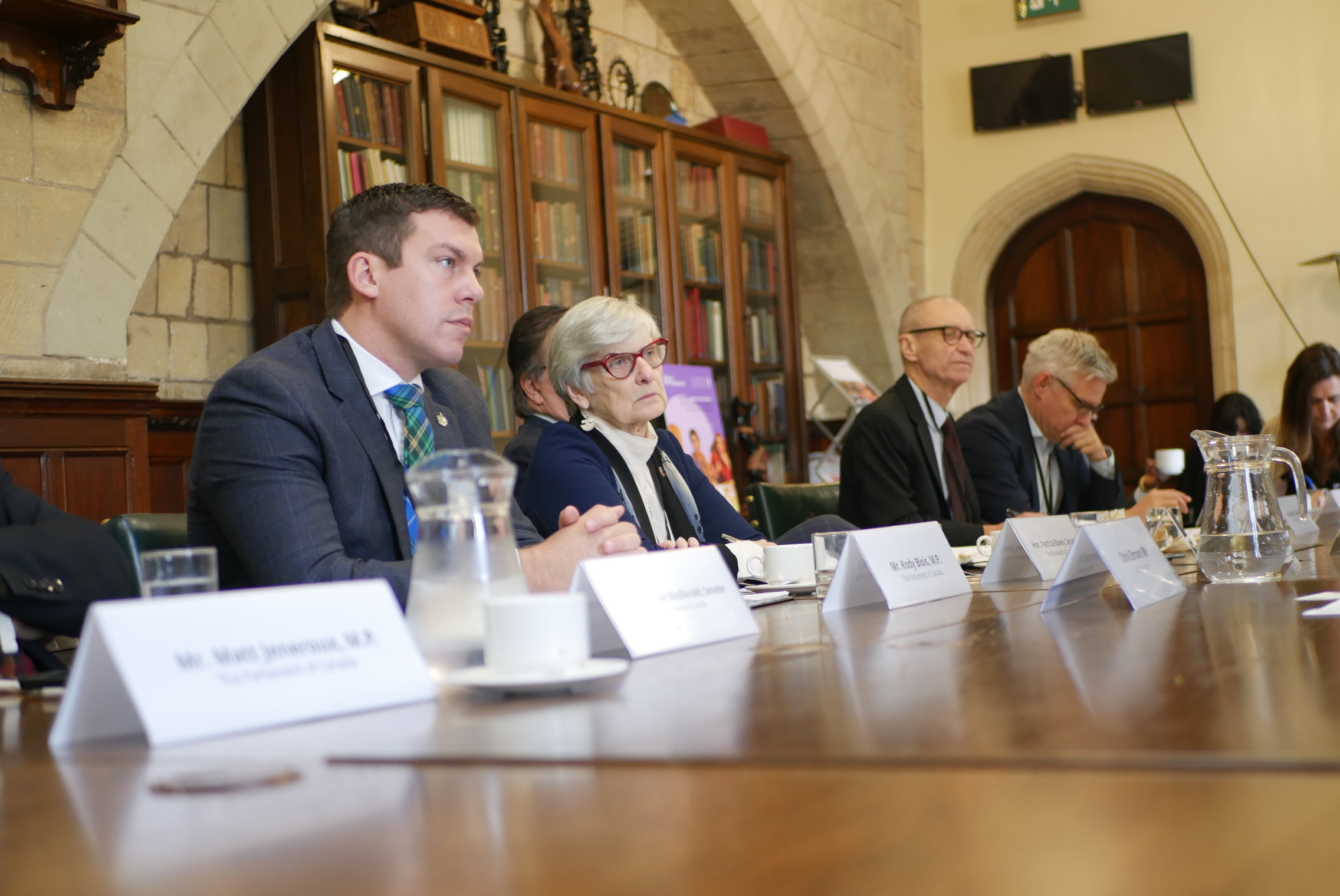 Kody Blois MP, Hon. Patricia Bovey, Hon. Tony Dean and Hon. Mike Lake PC MP listening to contributions from UK counterparts.