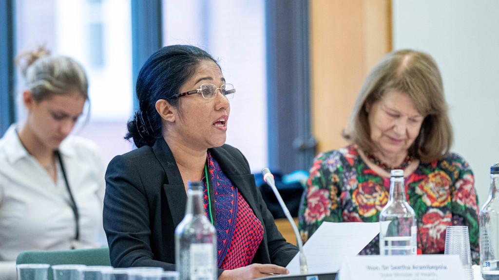 Dr Seetha Arambepola MP addressing Commonwealth parliamentarians at the CPA UK Conference on National Security