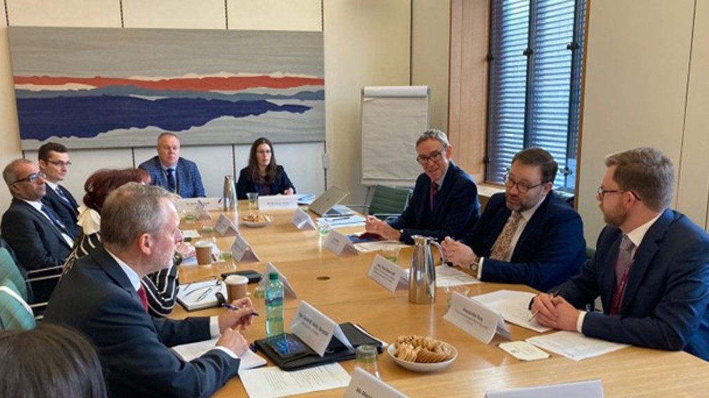 The delegation meeting with CPA UK Treasurer, Chris Elmore MP.
