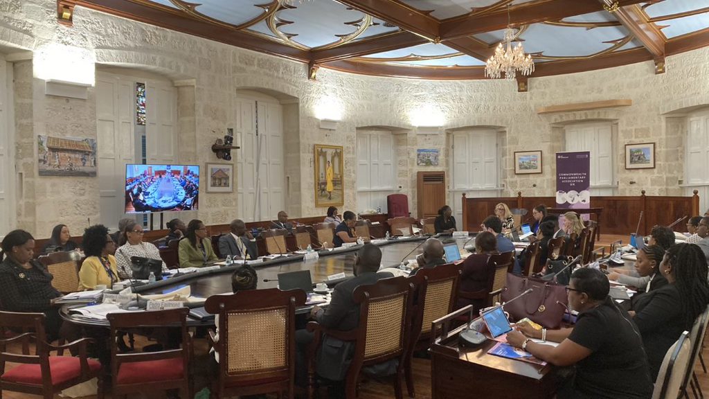 Discussions underway during the Caribbean Clerks Conference in the Senate Chamber, Parliament of Barbados