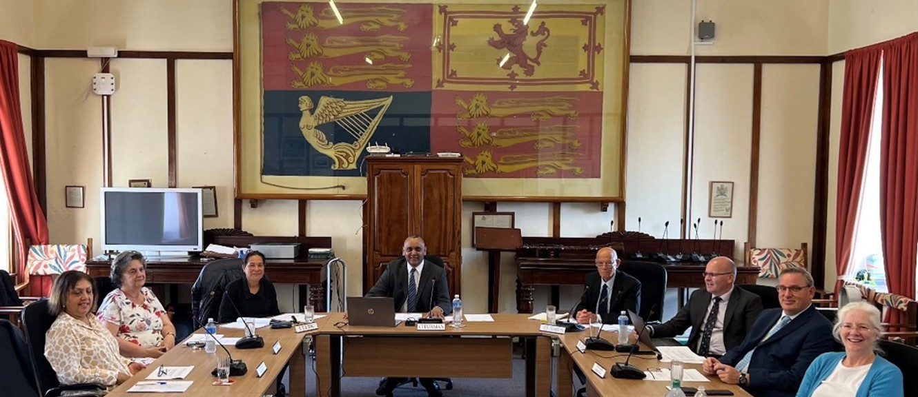 Nancy Locke, the Falkland Islands PAC clerk, joins the St Helena PAC Formal Session in the Council Chamber, The Castle