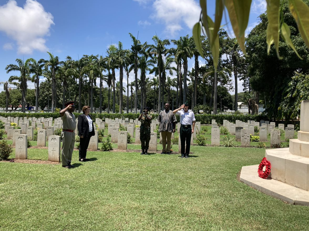 CPA UK Chair Dame Maria Miller MP attends a ceremony of remembrance at the Commonwealth War Graves cemetery in Accra