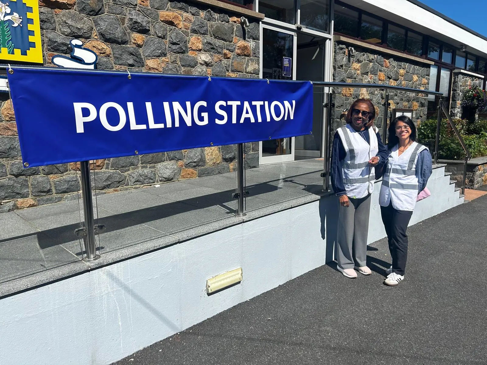 BIMR Election Observers outside a Guernsey Polling Station
