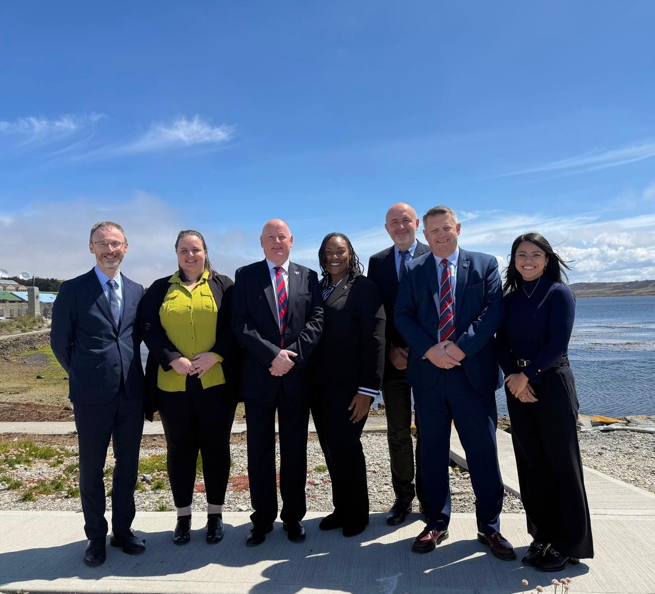 CPA BIMR Election Observation Mission Team, Stanley, Falkland Islands (left to right: Vasil Vashchanka, Elinor Souch, Rob Callister MHK, Honourable Akierra Missick, Stefan Szwed, Alun Davies MS, Maggie El Beleidi)